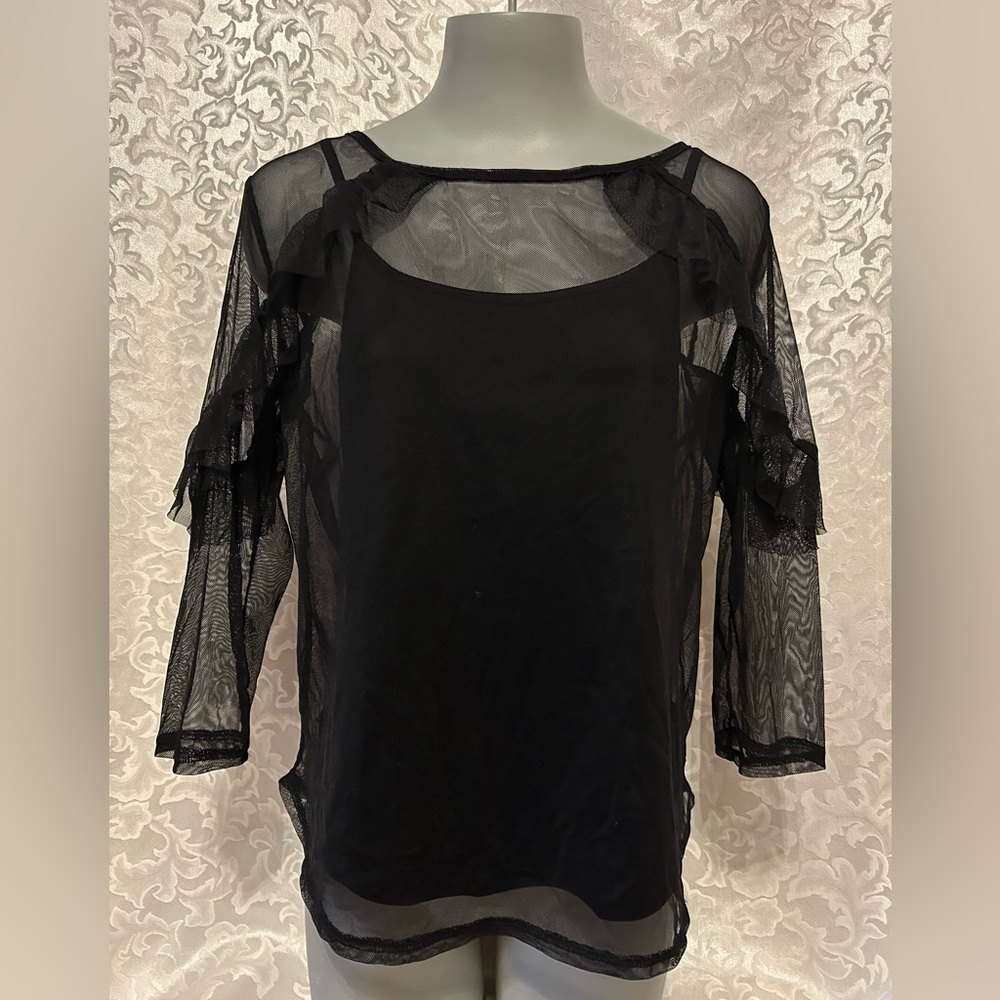 Eyeshadow Two-in-One Ruffled Blouse, Medium